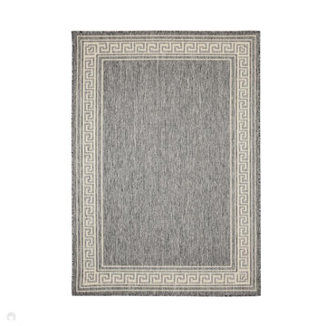 Flatweave Gel Greek Key Steel Grey Rug-Melrose-Rug Love - The Most Loved Rug Store